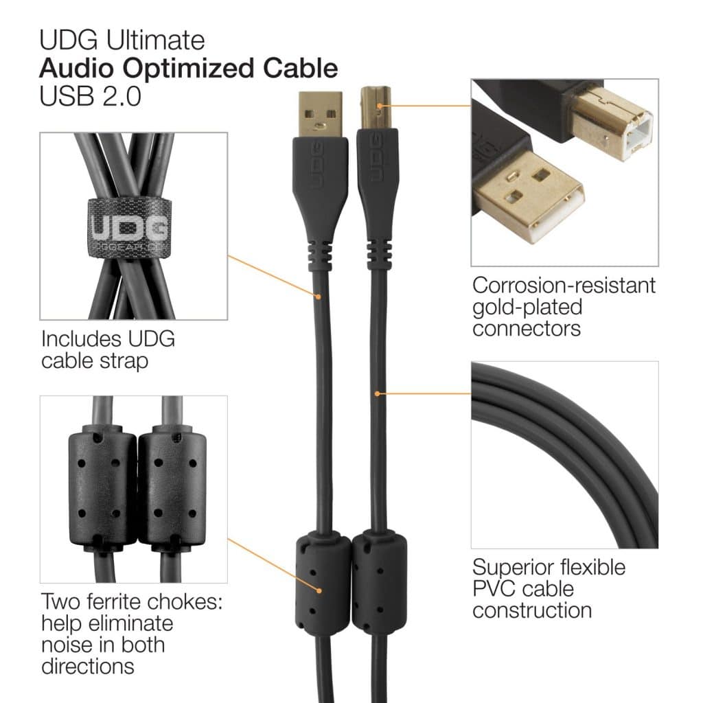 UDG Ultimate Audio Cable USB 2.0 A-B Black Angled 2M